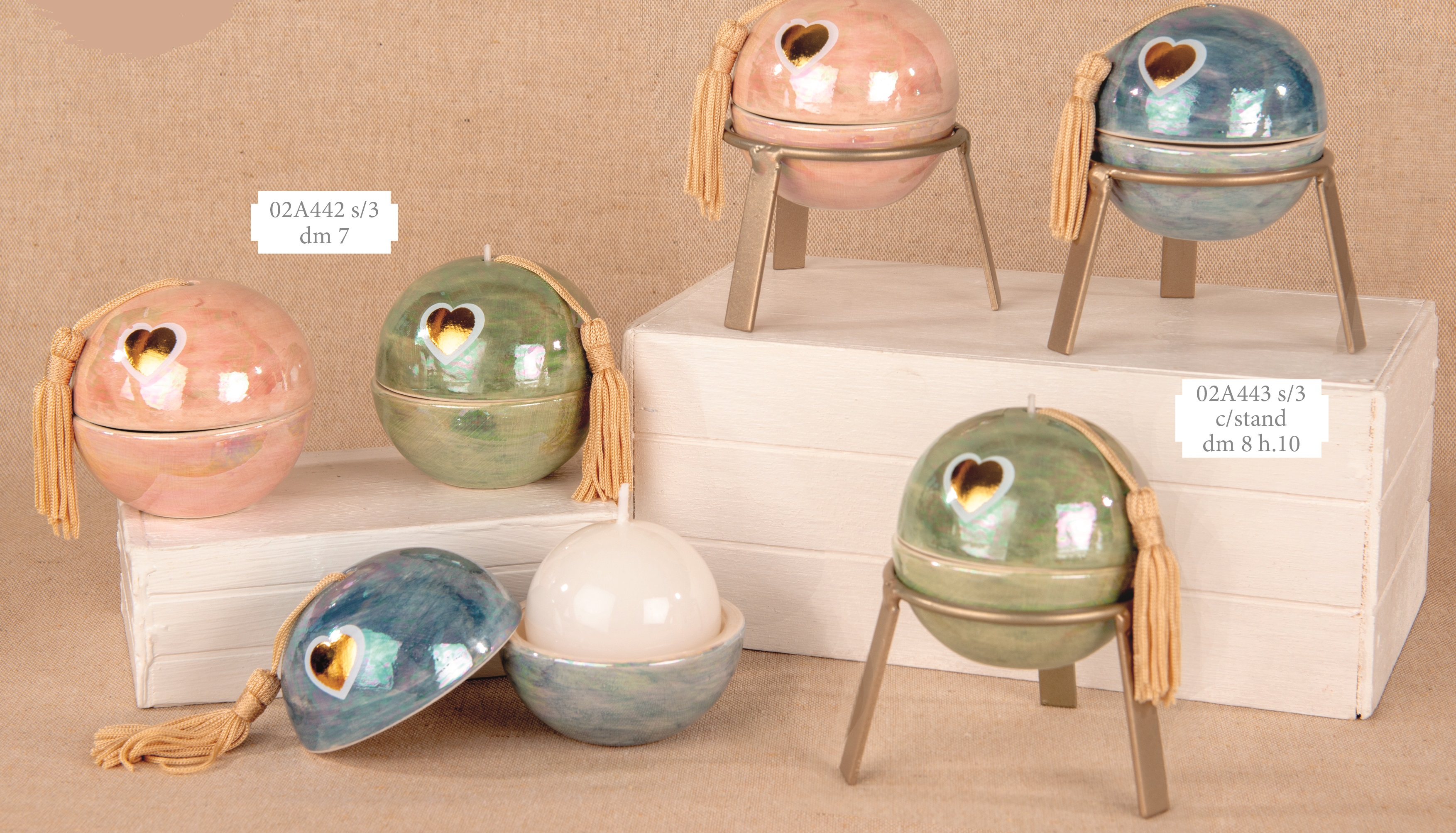 Iride iris profuma casa ceramica 7cm e 8x10cm con stand set 3 pezzi bomboniera diffusore floreale arcobaleno matrimoni battesimi cod 02A442-02A443