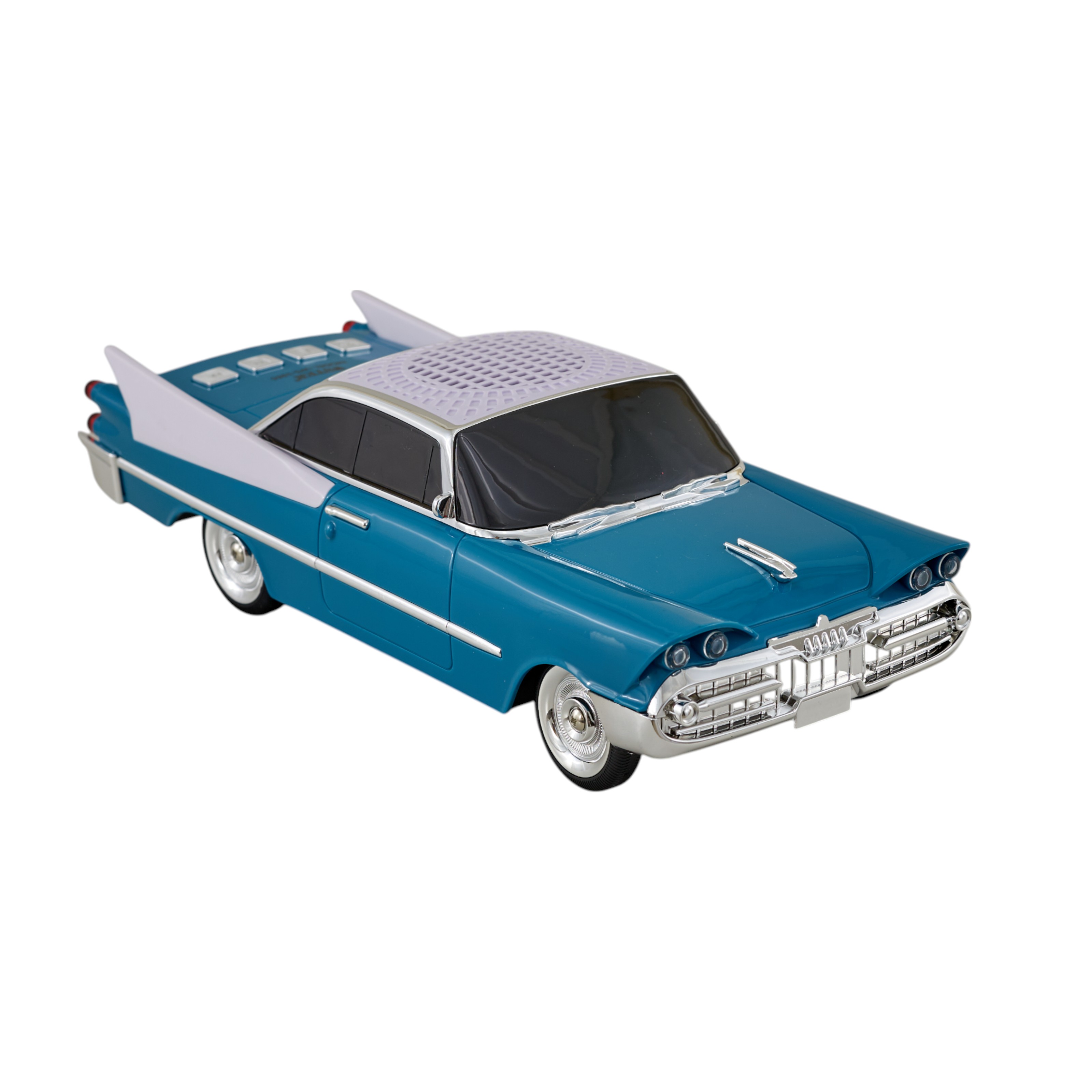 Bomboniera Speaker American Car Rossa in materiale di qualità per eventi, codice 1394072. Design iconico a forma di auto americana rossa, dimensioni 28x11,2x8,7 cm, ideale per musica e decorazione.