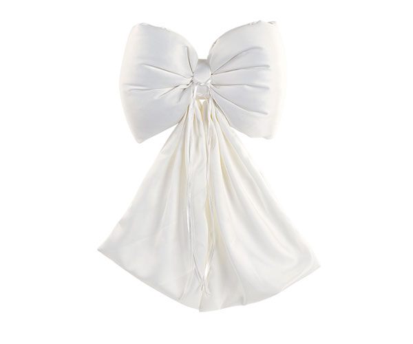 Bomboniera Fiocco Portafedi Raso Bianco 25x44 cm, in raso bianco for presenting wedding rings, ideal for weddings and anniversaries, code 200167.