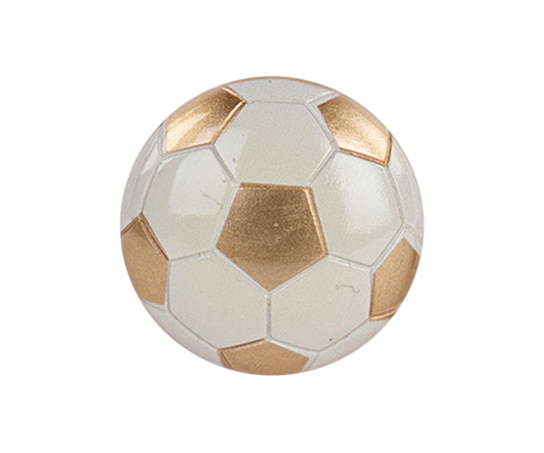 Calamita Pallone Calcio Bianco-Oro in resina, D.45 mm. Bomboniera per comunione, battesimo, compleanno (cod. 200182).