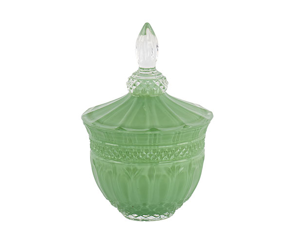Potiche decorativa verde, D.115xH.170 mm, con scatola regalo inclusa. Bomboniera per matrimonio, battesimo, comunione (cod. 200386).