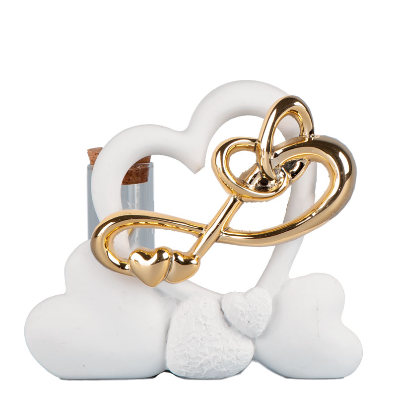 bomboniera matrimonio elegante profumatore cuori intrecci fedi oro economica 10.20 €