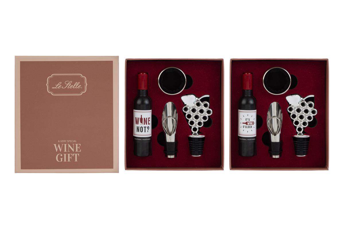 SET 4 PZ ACCESSORI VINO WINE TIME C/ASTUCCIO 2ASS. Cod. 58027 da Bomboniere & Company S.r.l. Siracusa.
