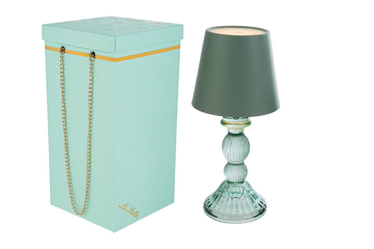 Lampada Drim Vetro Menta 58058 d.11xh.24,5cm c/box-rose 189205 per bomboniere Novità 2026, ideale per atmosfere illuminate in temi romantici, da Bomboniere & Company S.r.l Siracusa.