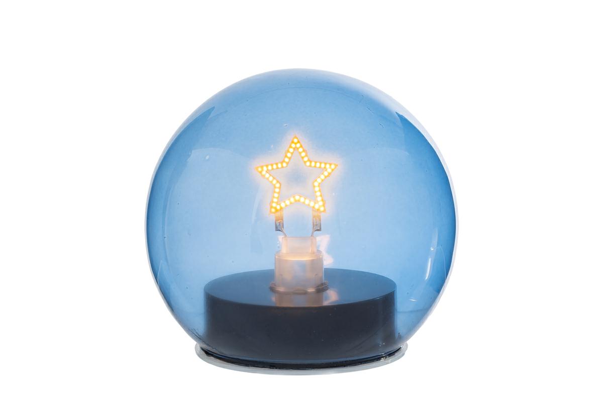 Lampada LED vetro blu 58097 dimensioni 11xh.11 cm c/shopper 156643 per bomboniere Novità 2026 da Bomboniere & Company S.r.l Siracusa.