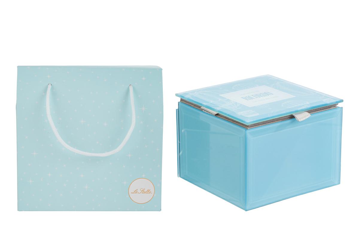 Scatola vetro celeste 58107, 9x9xh.7 cm c/shopper 156635 per Novità 2026: contenitore luminoso per bomboniere. Spedizione rapida in Italia da Siracusa.