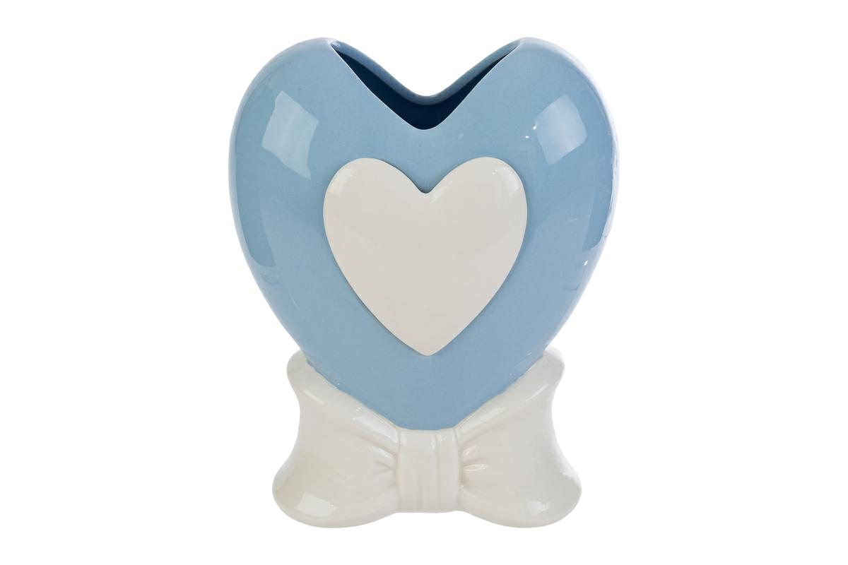 VASO CUORE PORCELLANA CELESTE 15,5x10x20CM Cod. 58185 da Bomboniere & Company S.r.l. Siracusa.