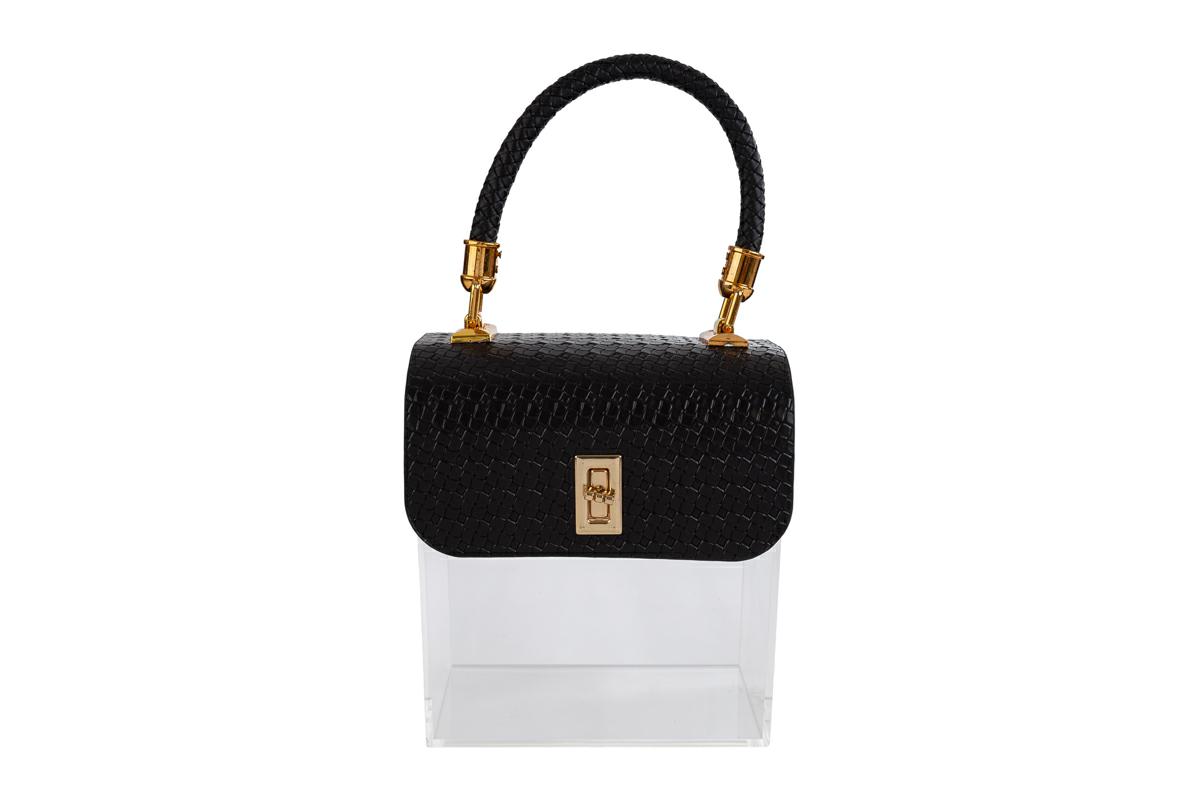SCATOLA BORSA PLEXY NERO 16x10x18CM Cod. 58226 da Bomboniere & Company S.r.l. Siracusa.