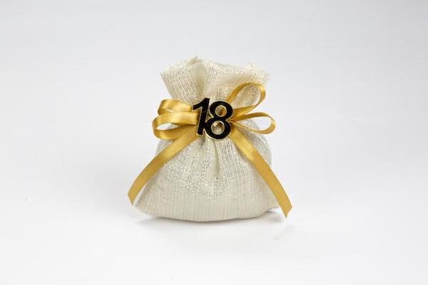 Sacchetto mini lux oro argento irise 8x11 cm per bomboniere matrimonio e anniversari eleganti