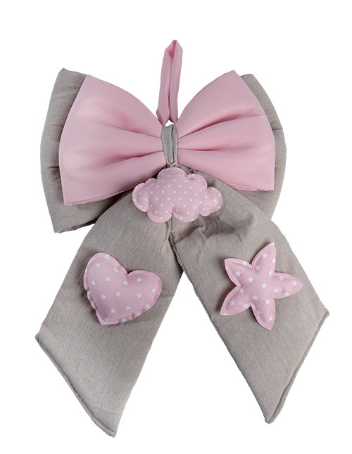 Fiocco nascita rustic rosa 33x50 cm per annuncio nascita bimba stile rustic e battesimo AN019