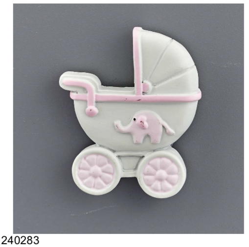 Bomboniera magnete carrozzina con elefantino rosa h.4cm - idea tenera e originale per nascita, battesimo e eventi baby girl