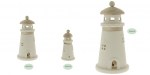 Faro LED in Porcellana Biscuit Bianca - Bomboniera Comunione Mare Faro in porcellana biscuit bianca con luce LED in tre differenti misure.