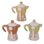 Bomboniera Moka Maiolica 02A286 Bomboniera moka in ceramica decorata con motivi a maiolica colorata, ideale per regali di matrimonio e comunione.
