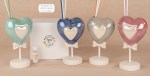 02A426 - CUORE DIFFUSORE H.14 S/4 C/BOX Cuore diffusore ceramica bianco altezza 14cm set 4 pezzi assortiti con scatola regalo per matrimoni battesimi bomboniera aromaterapia cod 02A426