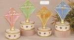 02A438 - AQUILONE LED DM 6 H.13 4 ASS. Aquilone LED ceramica diametro 6cm altezza 13cm 4 colori assortiti bomboniera illuminata feste bambini compleanni luce notturna cod 02A438
