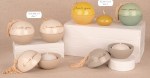 02A440 - 02A441 - PALLA P/C COLORE TORTORA DM.7 S/3 Ball palla profuma casa ceramica diametro 7cm natura tortora e verde giallo set 3 pezzi bomboniera diffusore matrimoni battesimi cod 02A440-02A441