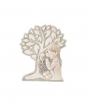 Icona sagomata per prima comunione bambina con albero della vita e uva.