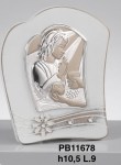 Icona sacra in argento bilaminato raffigurante una bambina in preghiera per Prima Comunione.