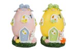 Uovo di Pasqua in Resina con Luce LED - Bomboniera Shabby Chic 14cm Uovo decorativo in resina con luce LED interna e decorazioni pastello.