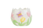 Vasetto Uovo in Porcellana con Tulipani e Farfalle - Bomboniera 7,5cm 12249-4