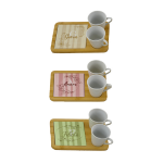 Bomboniera Righe Set 2 Tazzine con Vassoio 3 Ass.ti 18x12x6,5 cm in materiale di qualità per eventi a Trapani, codice 1366012. Disponibile con elegante design a righe in tre assortimenti.
