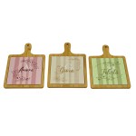 Tagliere Quadrato Decorativo in Legno - Bomboniera per Matrimonio Tagliere quadrato con righe decorative in 3 assortimenti per bomboniere matrimonio e regali casa 1366014