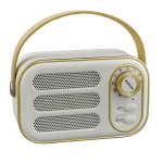 1394006 - Radio retro bluetooth bianco mis: 7.5x12.2x5.9 Radio retro bluetooth in bianco nero verde rosa codici 1394006-1394009 mis. 7.5x12.2x5.9 cm per bomboniere Novità 2026 da Bomboniere & Company S.r.l Siracusa.