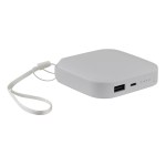 Bomboniera Powerbank 2600mAh Bianco con Laccetto Comunione e Cresima Powerbank bianco da 2600mAh per bomboniera tecnologica con laccetto.