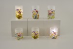 1422014 - Lumetto vetro fiori piccolo 3ass.ti imb:1/36 mis:9x12cm Lumetto vetro fiori 3 assortimenti 9x12cm 9x16cm, bomboniera lumetto vetro fiori