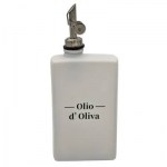 Oliera bomboniera matrimonio 1507004 Oliera bomboniera matrimonio in vetro bianco con decoro a cuore e dosatore metallico misura 10 7x4 5x19 2 cm codice 1507004.