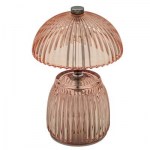 1515001 - Lampada Vetro Bassa con Righe Rosa – Misure 10,5×10,5×15,5 cm – 2027 Lampada vetro bassa righe rosa
