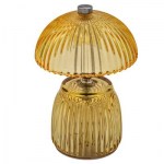 1515002 - Lampada Vetro Bassa con Righe Gialla – Misure 10,5×10,5×15,5 cm – 2027 Lampada vetro bassa righe gialla
