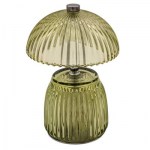 1515003 - Lampada Vetro Bassa con Righe Verde – Misure 10,5×10,5×15,5 cm – 2027 Lampada vetro bassa righe verde