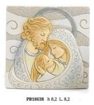 Quadretto Sacra Famiglia a Colori 8,2 cm - Bomboniera in Resina Quadretto quadrato in resina con bassorilievo colorato della Sacra Famiglia.