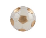 200182 Calamita Pallone Calcio Bianco-Oro in resina, D.45 mm. Bomboniera per comunione, battesimo, compleanno (cod. 200182).