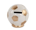 Bomboniera Salvanaio Pallone Calcio Bianco e Oro – Ideale Comunione e Cresima Salvadanaio a forma di pallone da calcio bianco e oro