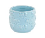 200286 Cachepot Fiocchi Azzurro in ceramica, D.70xH.65 mm, con shopper inclusa. Bomboniera per battesimo, nascita, compleanno (cod. 200286).