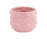 Cachepot Fiocchi Rosa in ceramica, D.100xH.90 mm, con shopper inclusa. Bomboniera per battesimo, nascita, compleanno (cod. 200295).