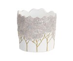 Cachepot con motivo a intrecci, D.78xH.78 mm, con shopper inclusa. Bomboniera per matrimonio, battesimo, comunione (cod. 200351).