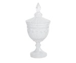 Potiche coppa decorativa bianca, D.115xH.240 mm, con scatola regalo inclusa. Bomboniera per matrimonio, battesimo, comunione (cod. 200388).