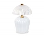Bomboniera Lampada in Vetro Bianco Design Moderno – Elegante H 14,5 cm Lampada da tavolo in vetro bianco con paralume lavorato per bomboniera matrimonio.