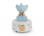 200556 Bomboniera carillon a forma di elefantino azzurro, H.120 mm, musica Twinkle Twinkle, con scatola regalo. Ideale per battesimo, nascita (cod. 200556).