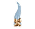 Bomboniera a forma di cornetto celeste con fiocco oro, H.120 mm, con scatola regalo. Ideale per battesimo, comunione (cod. 200572).