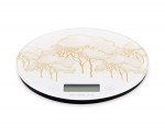Bilancia Cucina Digitale Albero della Vita Intrecci – Bomboniera Utile Bilancia digitale tonda da cucina con decoro Albero della Vita e display LCD.
