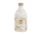 Oliera bomboniera matrimonio 200589 Oliera bomboniera matrimonio in vetro trasparente lavorato a sbalzo con motivi intrecci da 300ml con tappo legno e scatola regalo codice 200589.