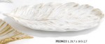 20621 - VASSOIO FOGLIA BIANCA ORO 29.7 CM. LEGNO 206219