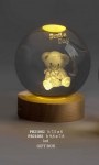 Bomboniera globo su base orsetto 21082 Lampada decorativa a LED a forma di sfera su base in legno, con orsetto teddy e scritta