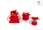 21763 - SACCHETTO X CONFETTI ROSSO CON TOCCO 13.5 CM. STOFFA METALLO 21763