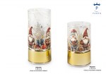 Lampade rotanti cilindriche con gnomi 15,5 cm e 20,4 cm vetro plastica
