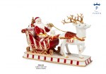 22130 - Slitta Renne e Babbo Natale – 33,5 cm Resina Oro Luci Musica Slitta Renne e Babbo Natale 33,5 cm resina oro luci musica